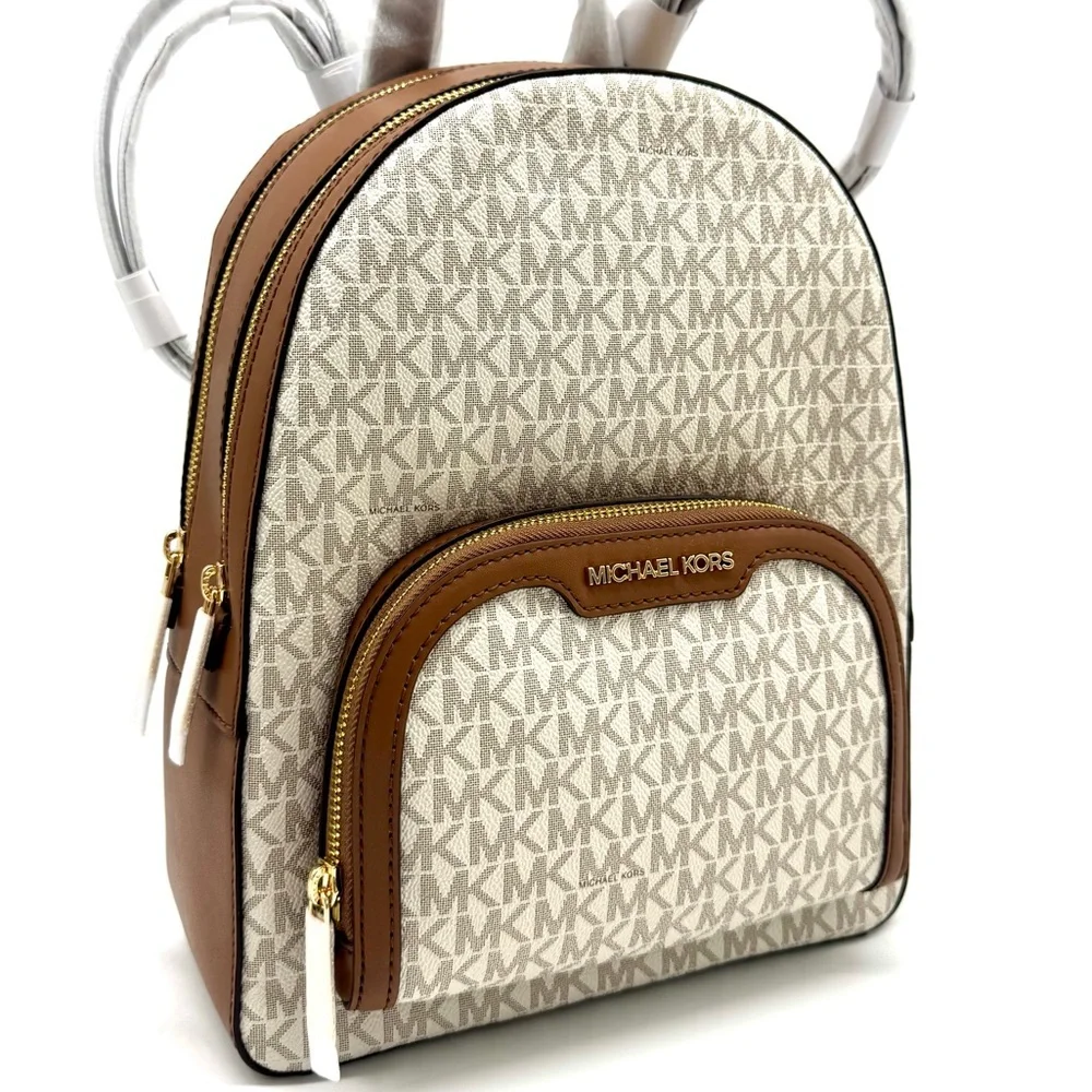 Michael Kors Jaycee Medium Signature Logo Backpack - Vanilla